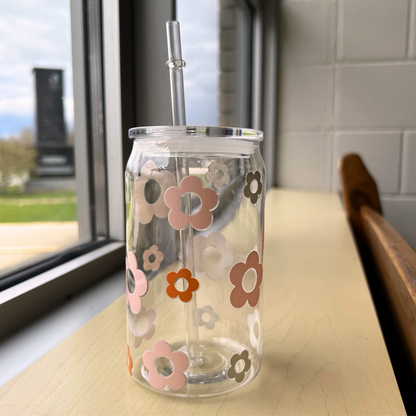 Dusty Pink and Orange Clear Tumbler