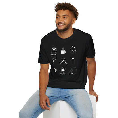 Camping design black shirt on guy model