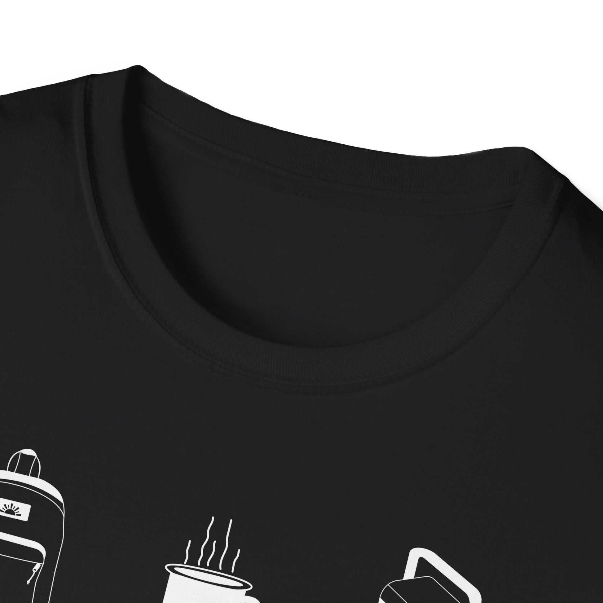 Camping design black shirt neckline