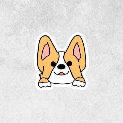 Corgi puppy with paws by face sticker