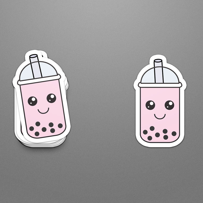 Strawberry Happy Face Bubble Tea Sticker