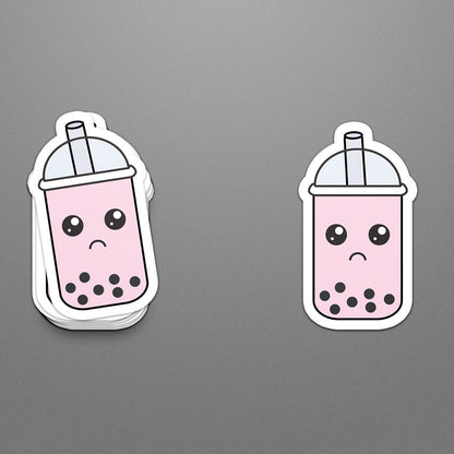 Strawberry Sad Face Bubble Tea Sticker